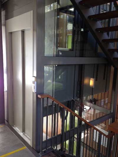 Glass elevator shaft